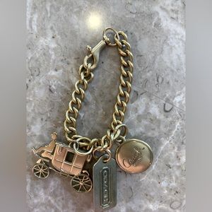 Coach Gold Brass Horse Carriage Tag Keychain Bag Charm